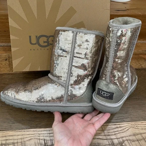 UGG Shoes Ugg Gold Sequin Boots Wm 6 Poshmark